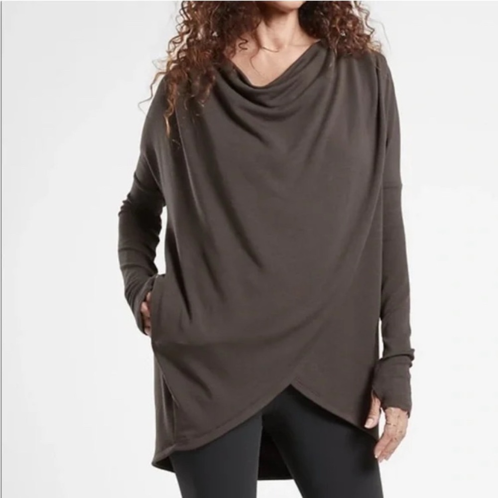 Athleta Women's Draped Sweatshirt in Dark Brown